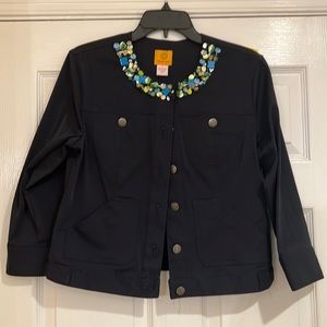 Navy blue with little green beads